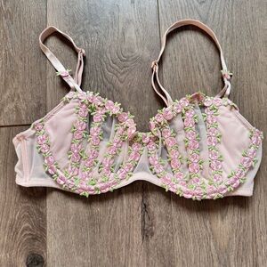 Victoria’s Secret, pink and green floral bra